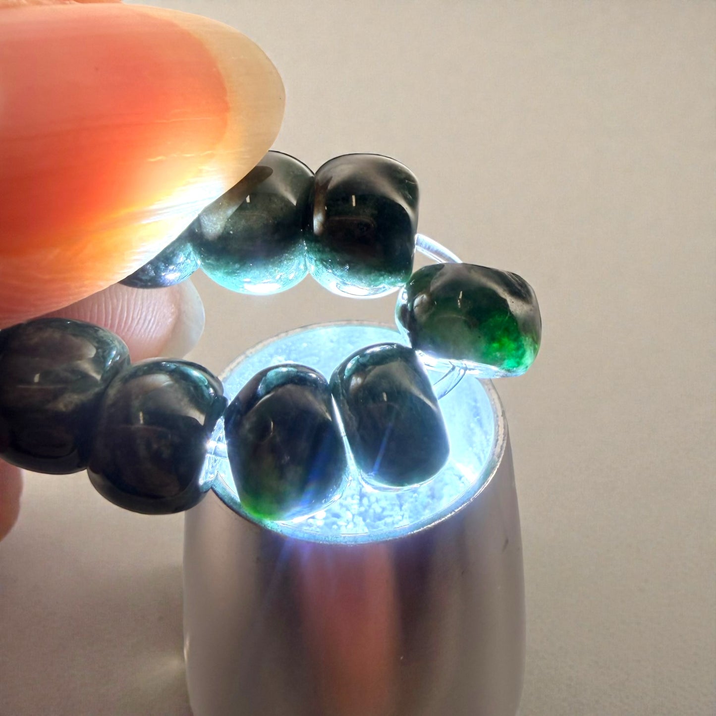 Roundel Green Burmese Jade Beaded Bracelet