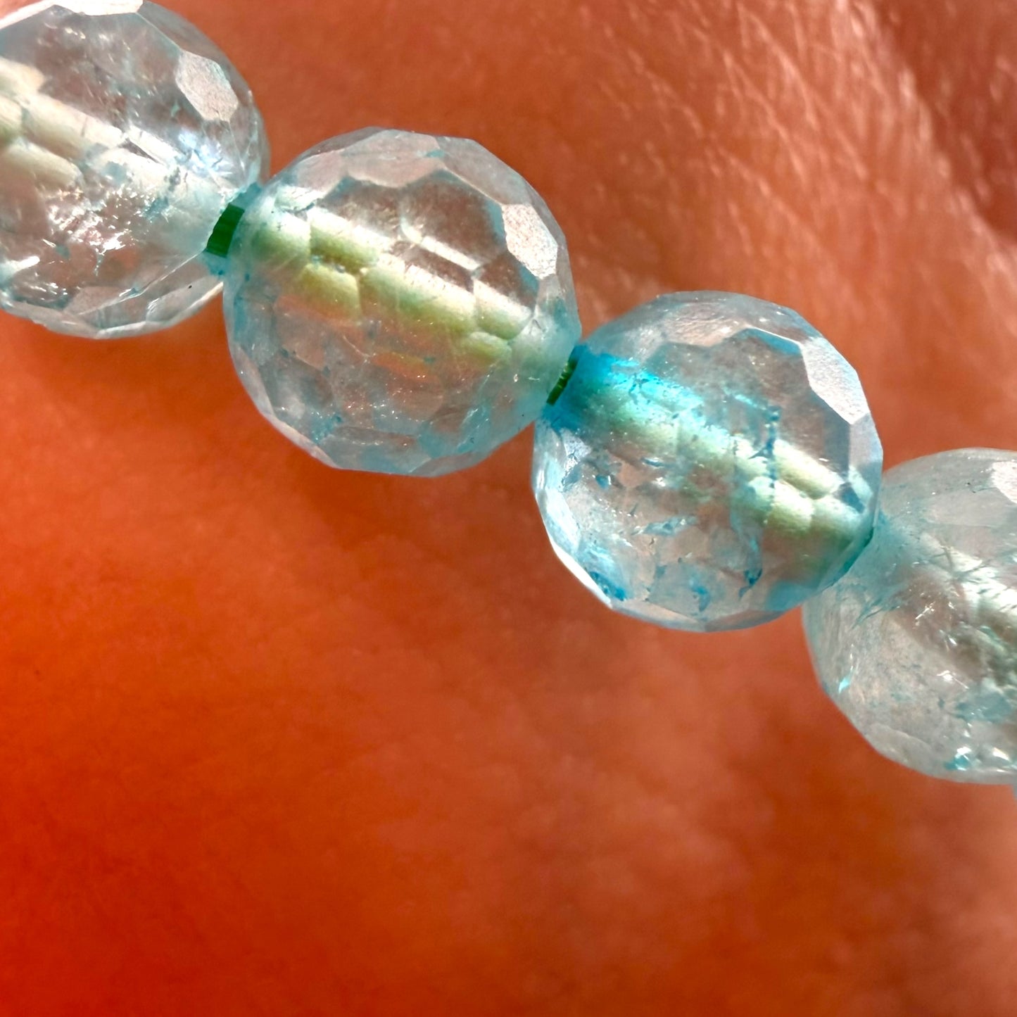 Faceted Aqua Marine Crystal Beaded Bracelet