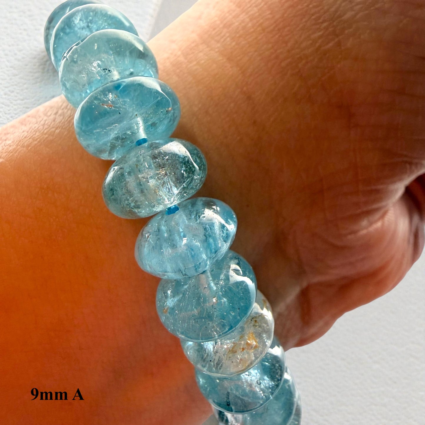 Premium Roundel Aqua Marine Crystal Beaded Bracelet