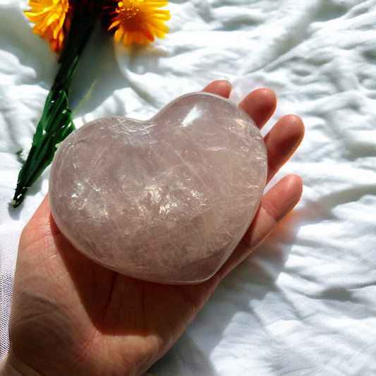 Violet Rose Quartz Crystal Hearts (Large)