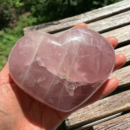 Violet Rose Quartz Crystal Hearts (Large)