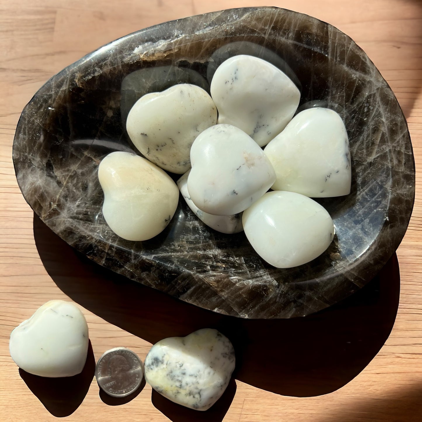 樹枝狀瑪瑙水晶心型滾珠(大)