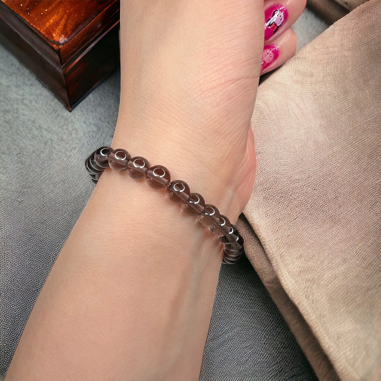 煙晶串珠手鍊 (6.5~7 mm)