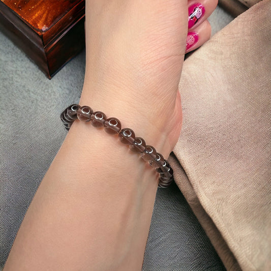 煙晶串珠手鍊 (6.5~7 mm)