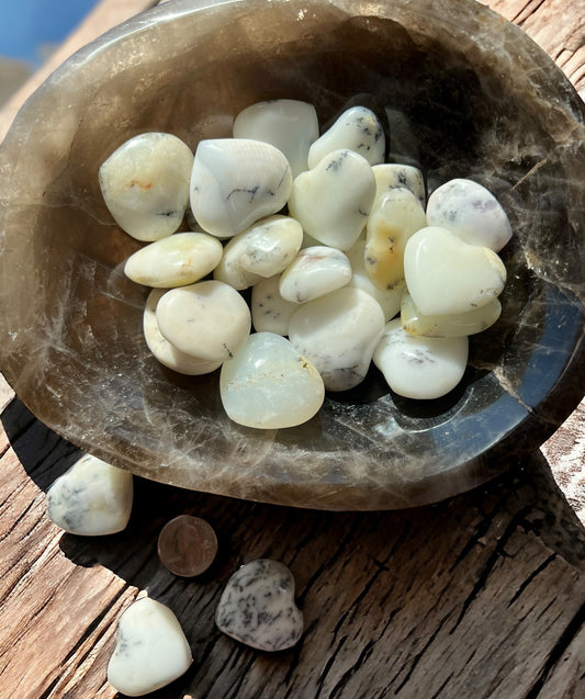 樹枝狀瑪瑙水晶心型滾珠(中)
