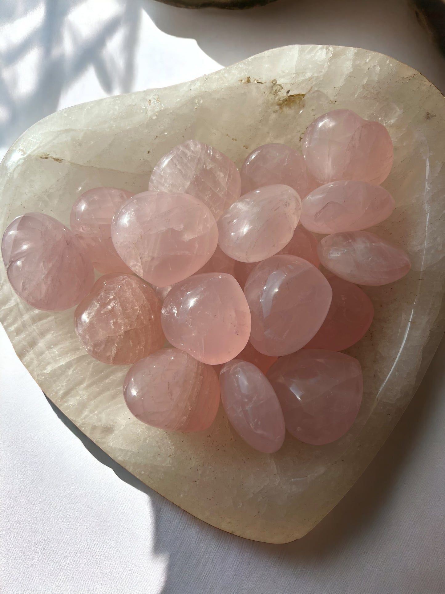 玫瑰石英水晶心型滾珠(大)