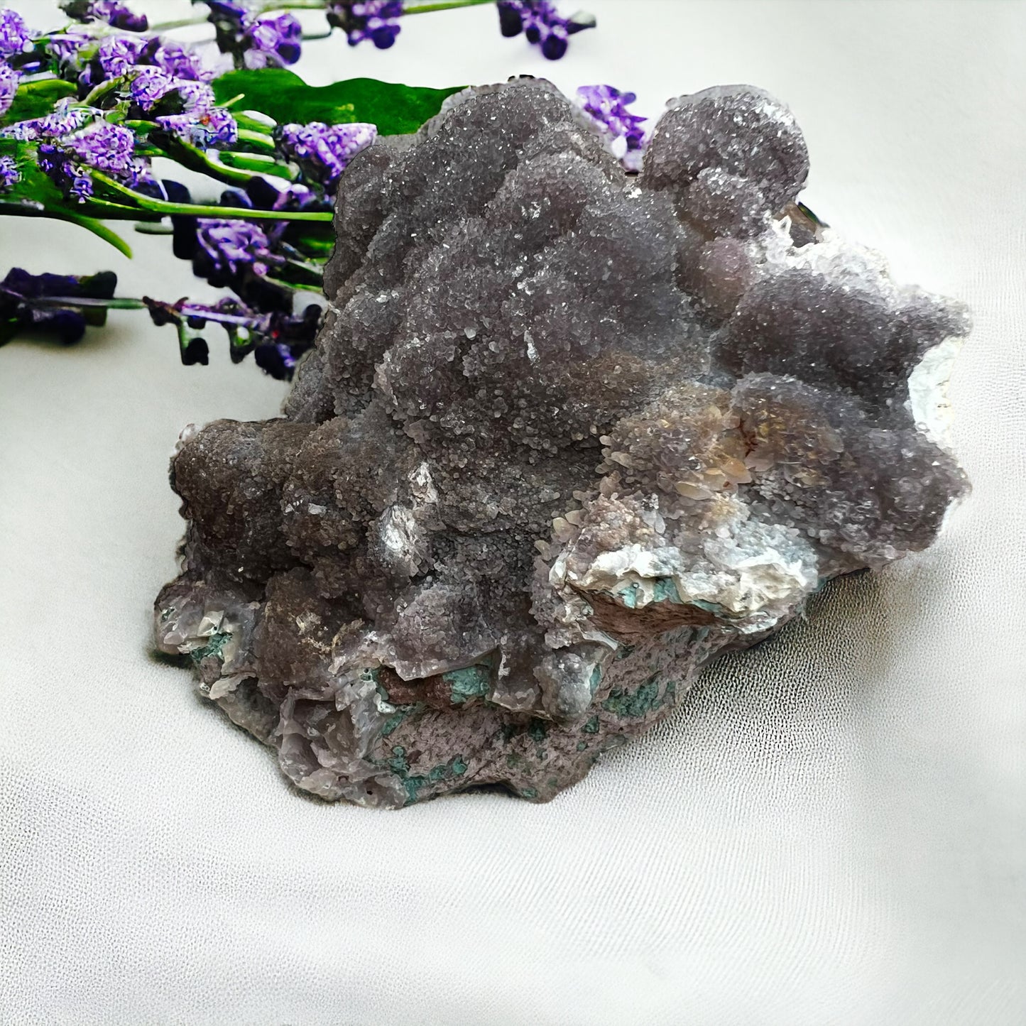 紫水晶花盤水晶,帶有令人驚嘆的大型鐘乳石生長(大號)