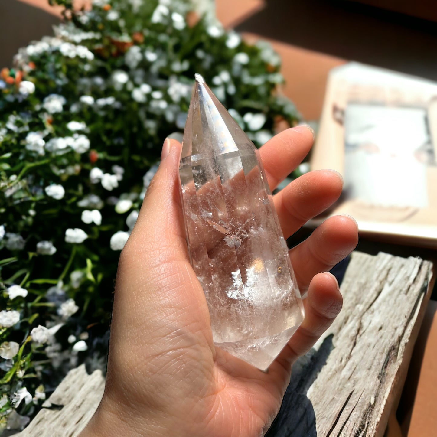 12 面 Vogel 透明石英棒水晶,AAA 級透明石英 (M)