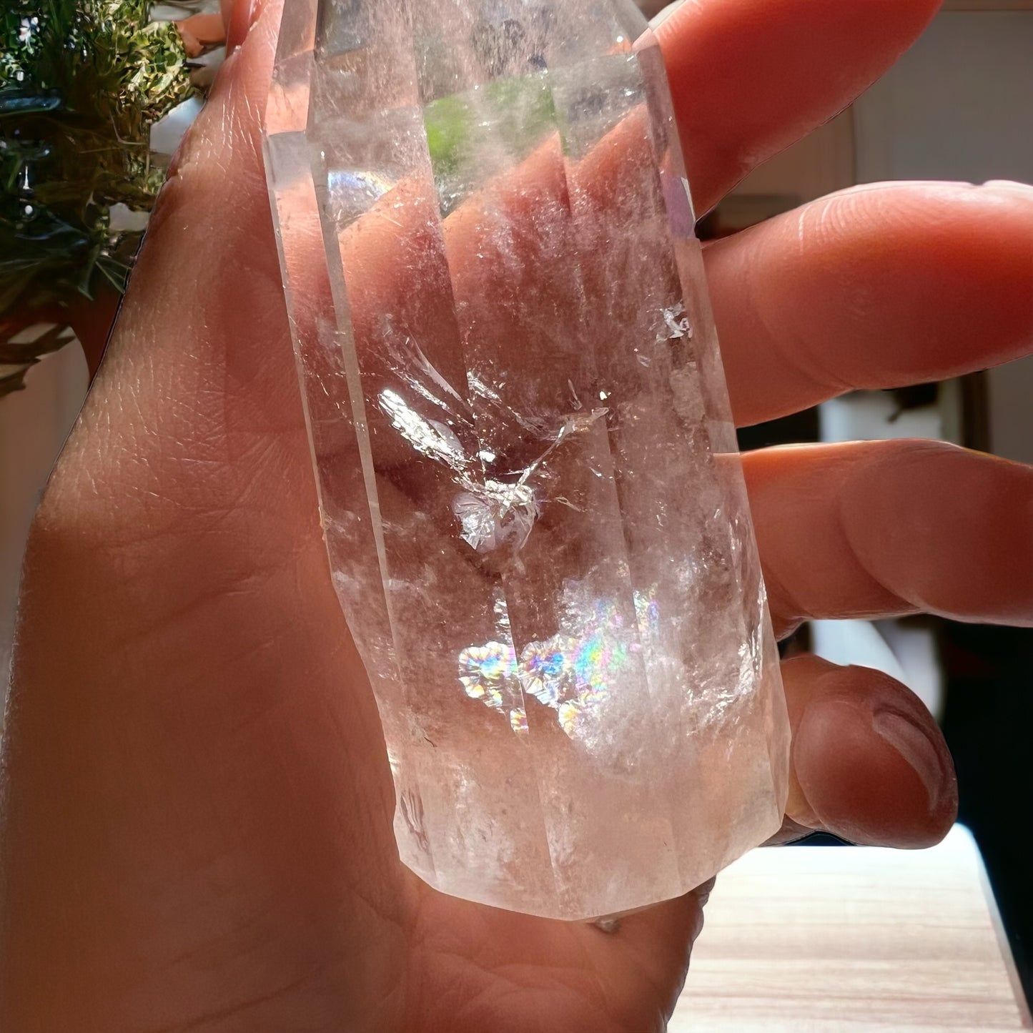 12 面 Vogel 透明石英棒水晶,AAA 級透明石英 (M)