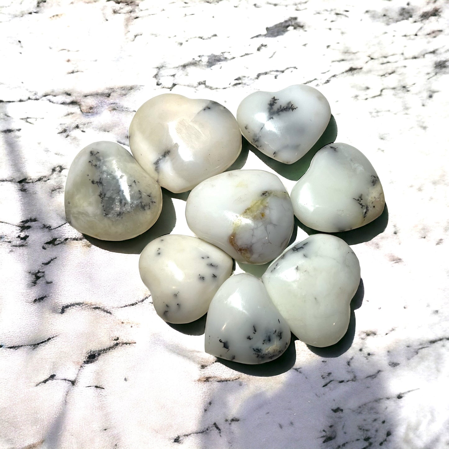 樹枝狀瑪瑙水晶心型滾珠(中)