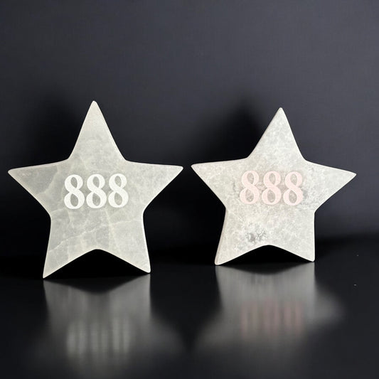 Angel Number "888" Selenite Crystal Star Plate (M)