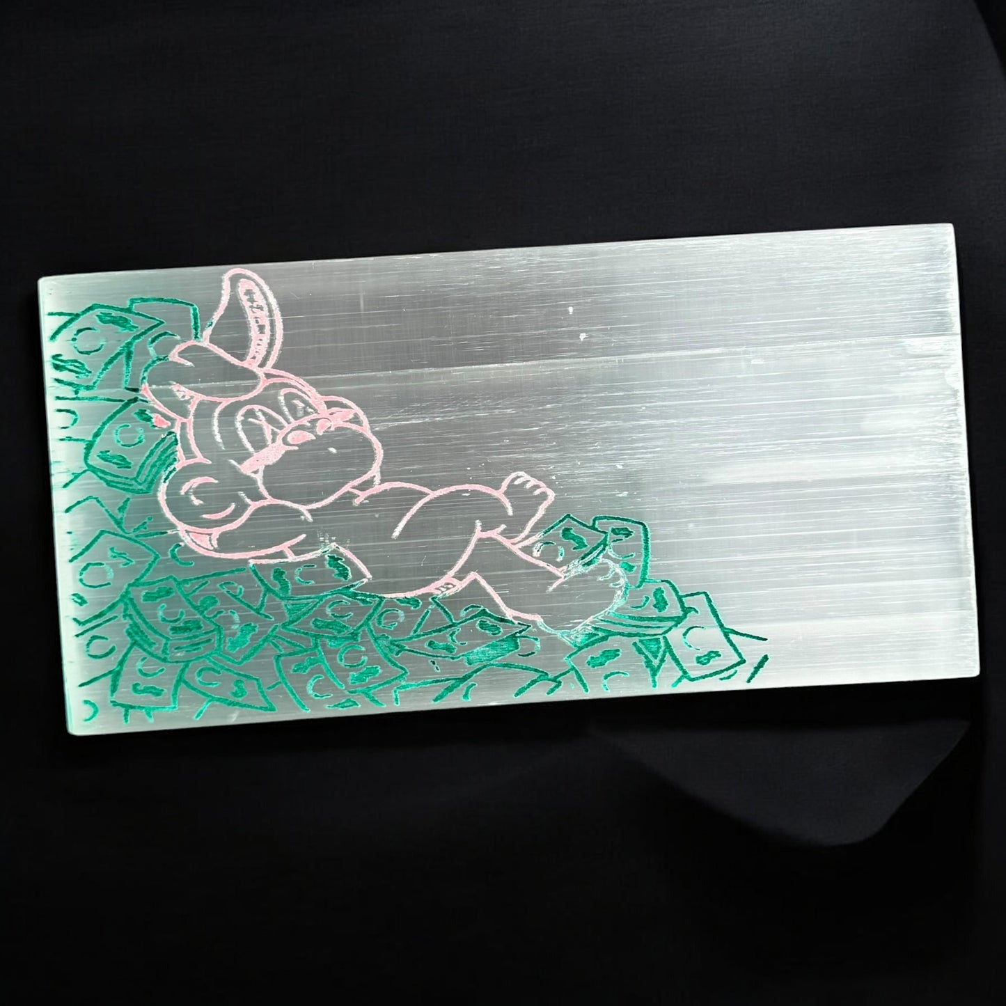 Abundantia Ape 雕刻矩形透石膏水晶板(大號)