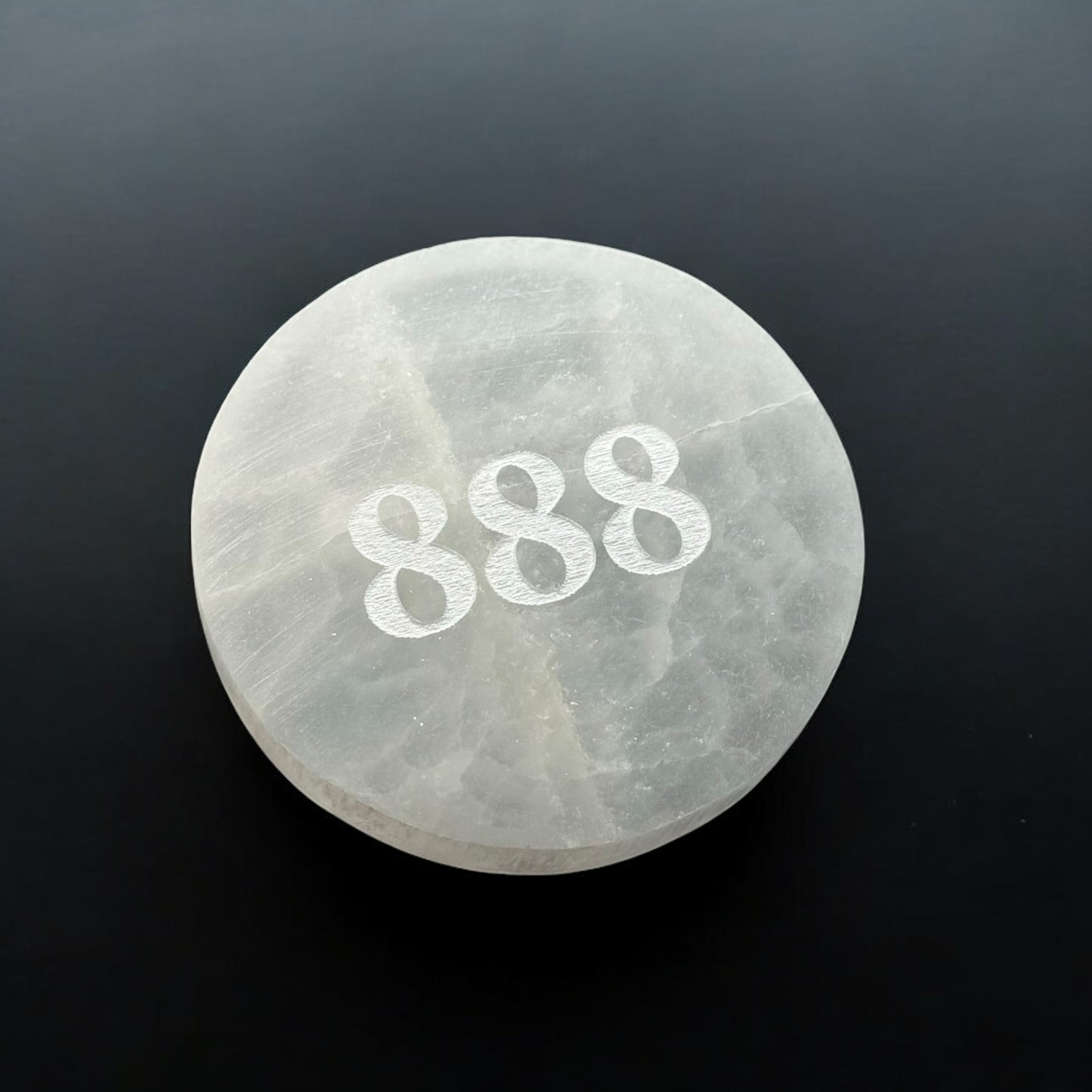 天使數字「888」圓形透石膏水晶板(小號)