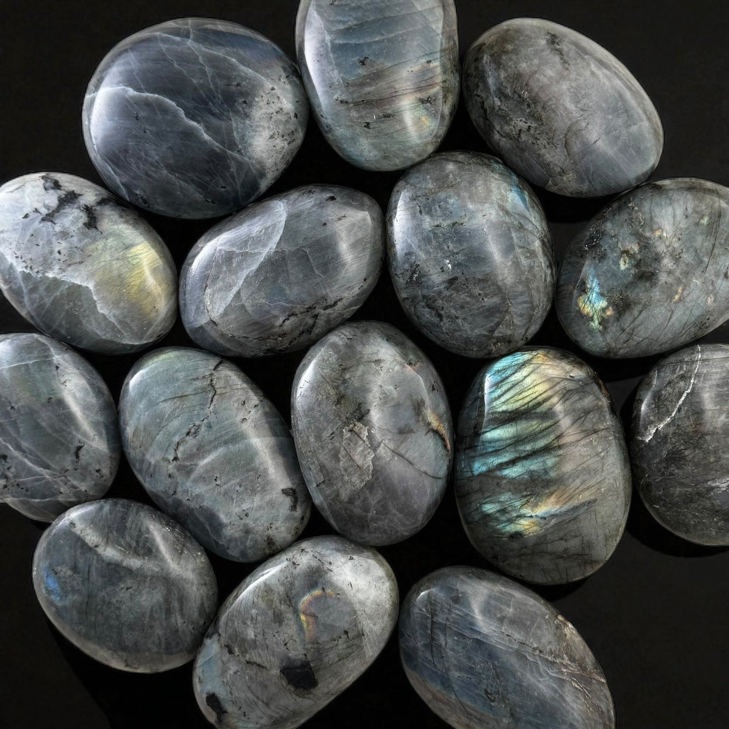Premium Flash Labradorite Crystal Palm Stones