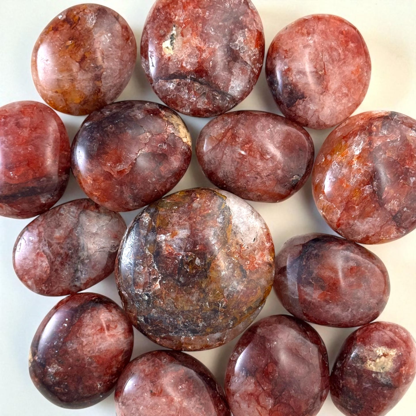Premium Fire Quartz Crystal Palm Stones