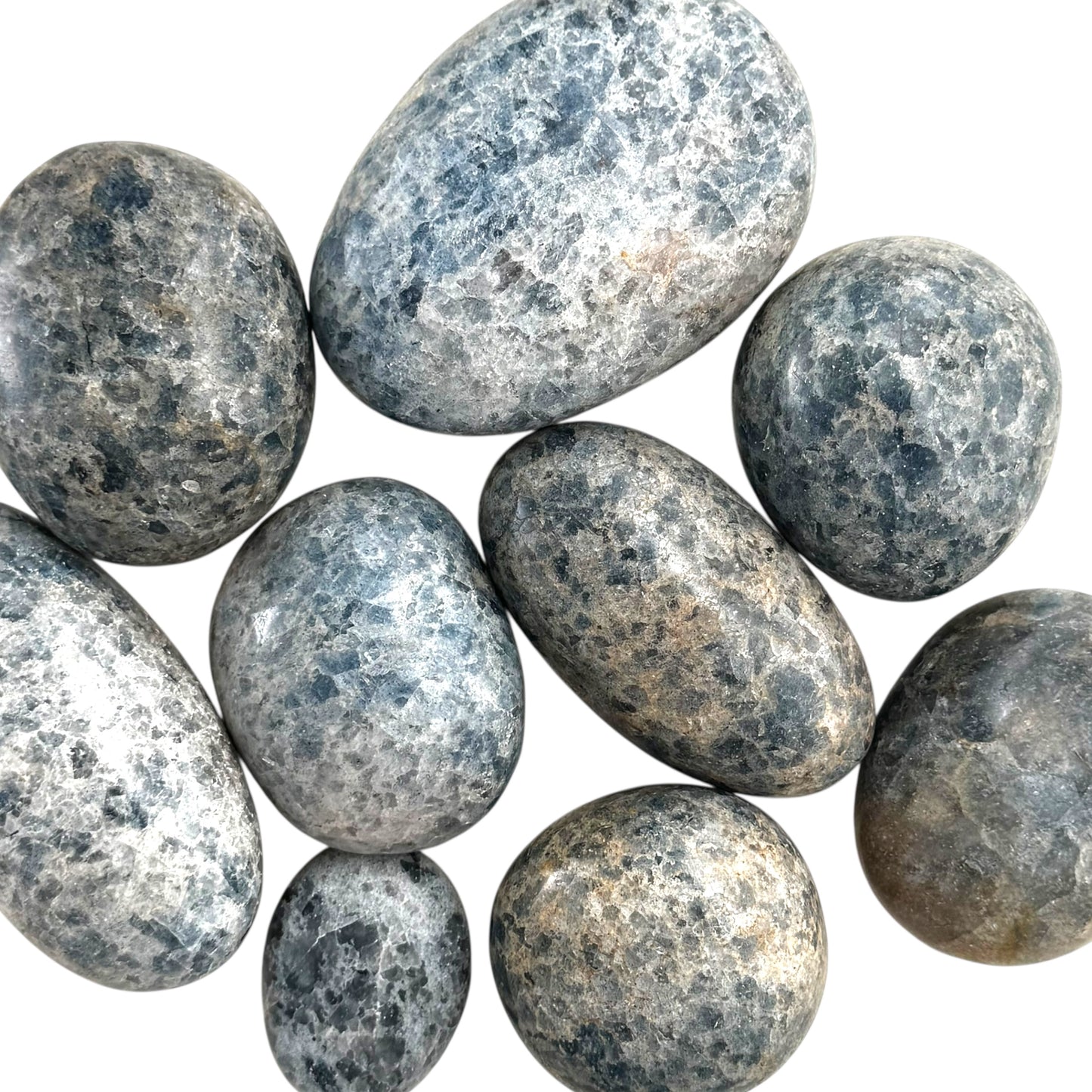 Dumortierite in Quartz Crystal Palm Stones