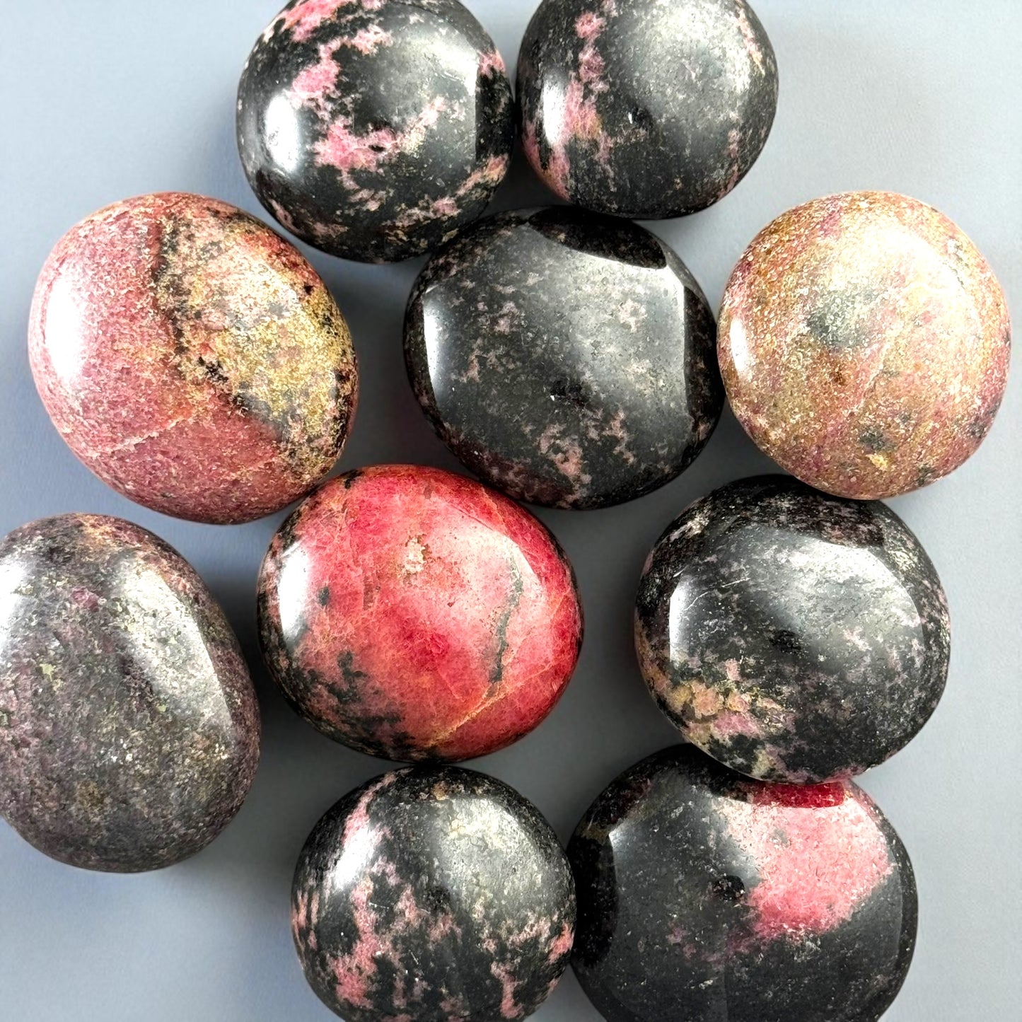 Rhodonite Crystal Palm Stones