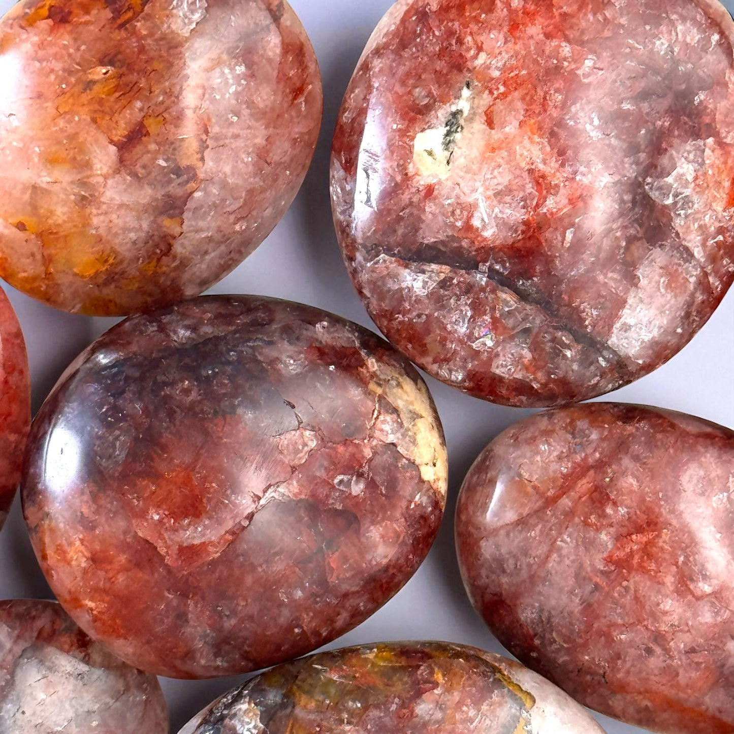 Premium Fire Quartz Crystal Palm Stones