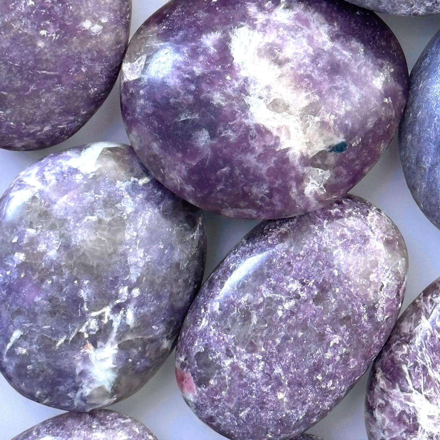 Lepidolite Crystal Palm Stones