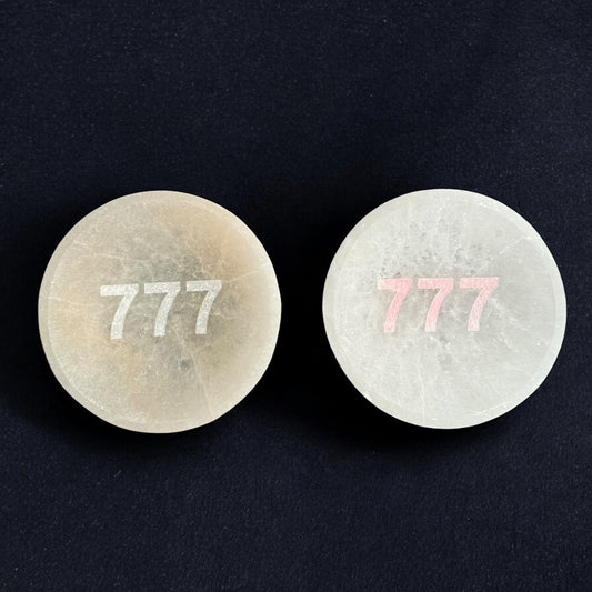 Angel Number "777" Selenite Crystal Bowl Round (M)