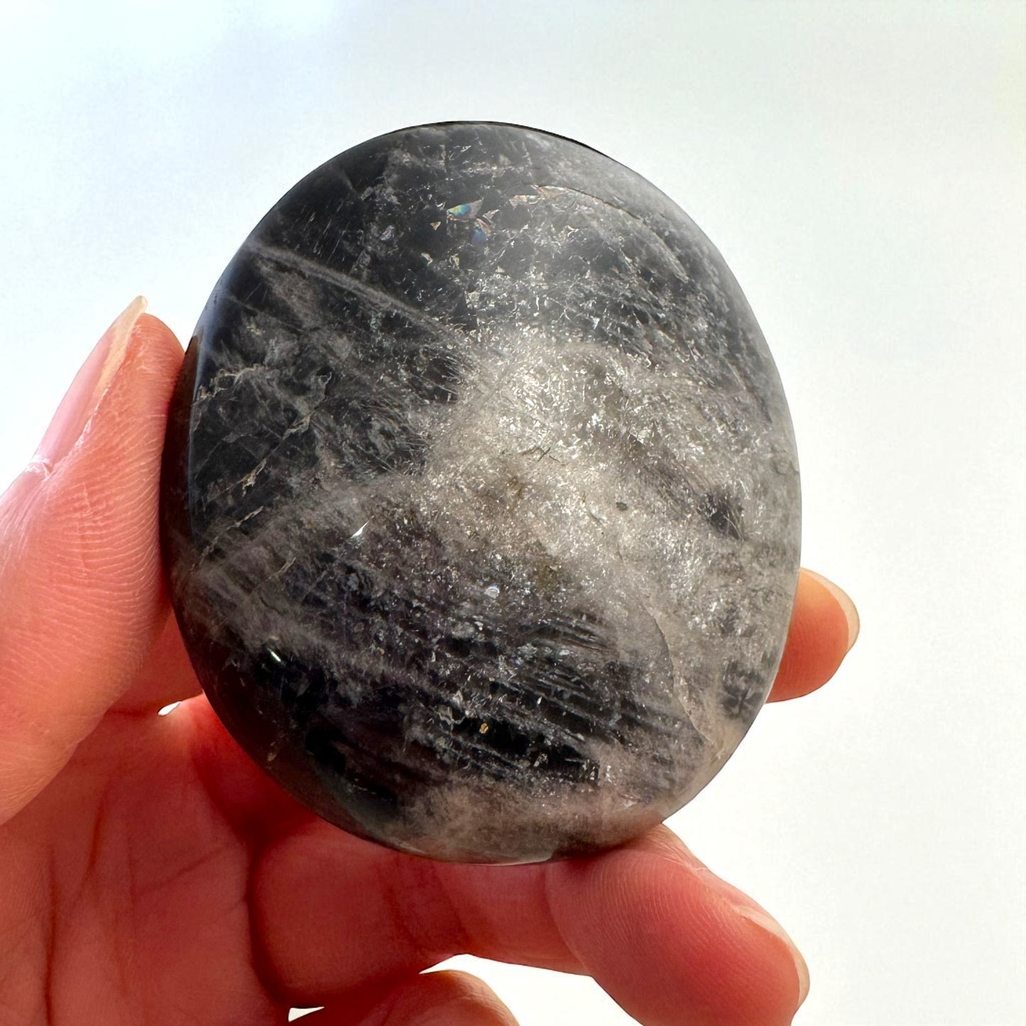 Black Moonstone Crystal Palm Stones