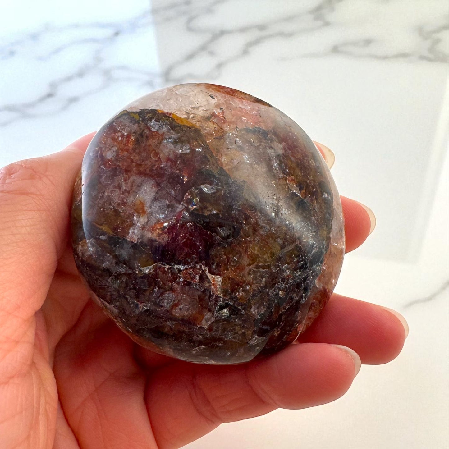 Premium Fire Quartz Crystal Palm Stones