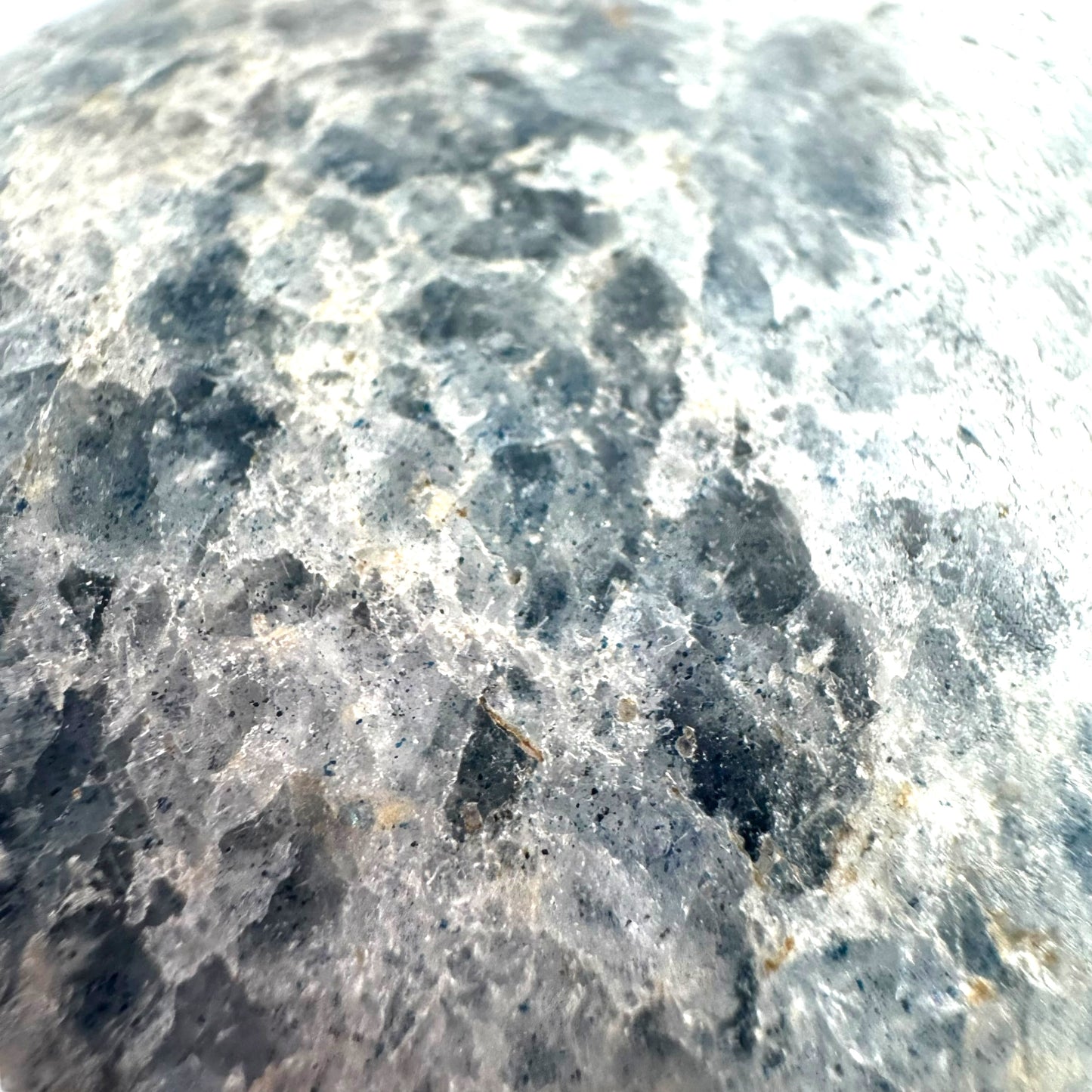 Dumortierite in Quartz Crystal Palm Stones