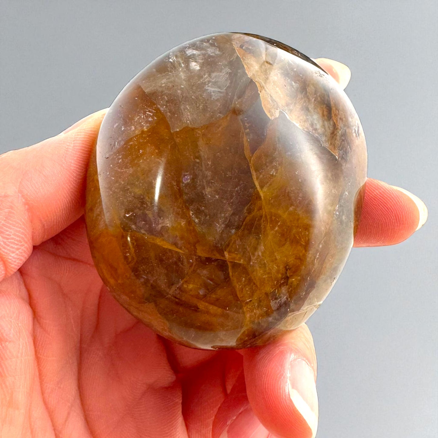 Golden Healer Quartz Crystal Palm Stones