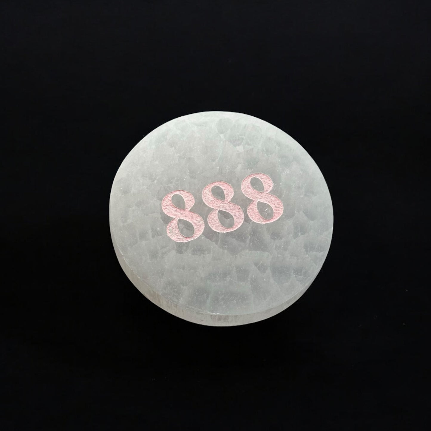 天使數字「888」圓形透石膏水晶板(小號)