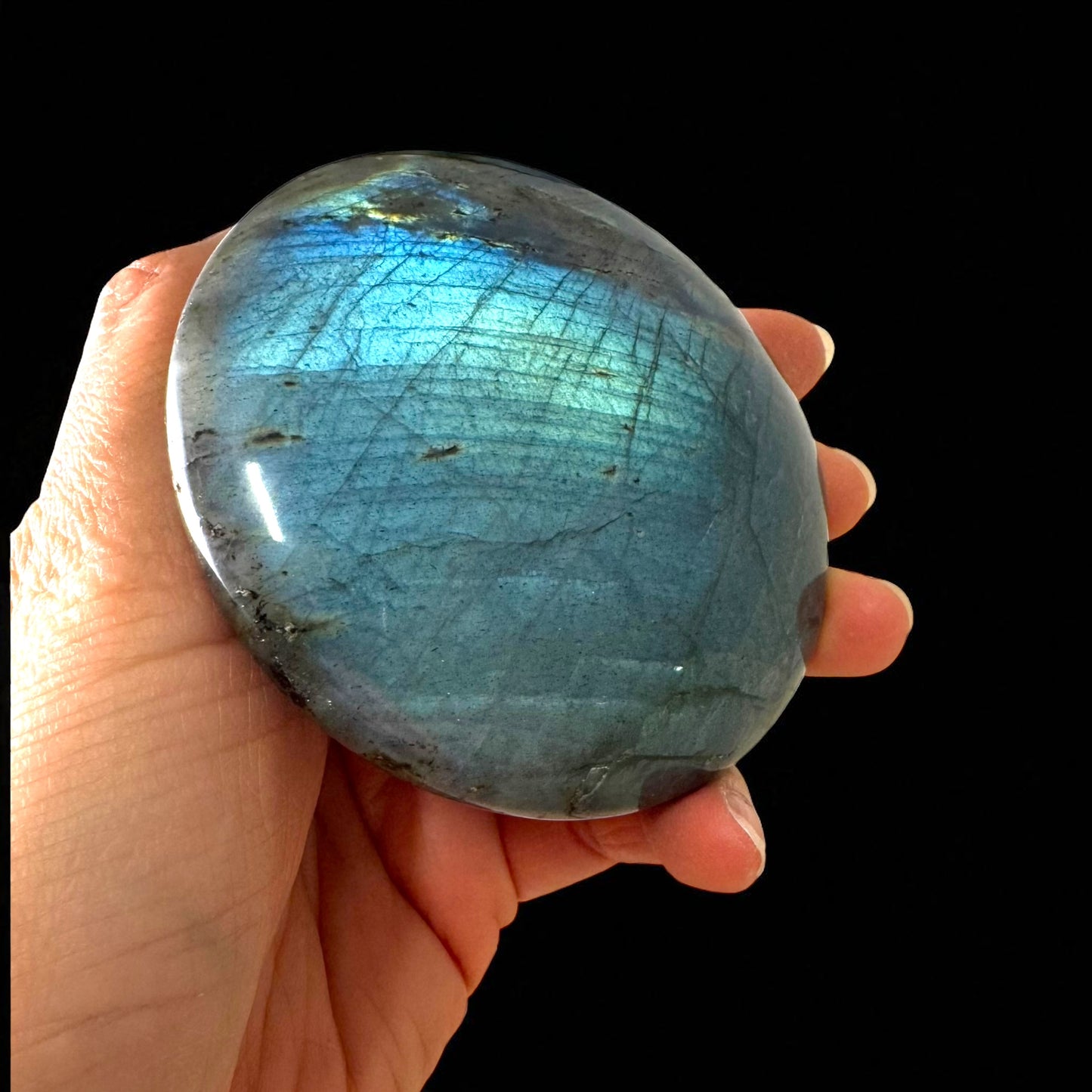 Premium Full Flash Labradorite Crystal Palm Stones
