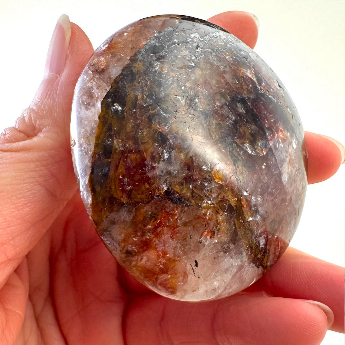 Premium Fire Quartz Crystal Palm Stones