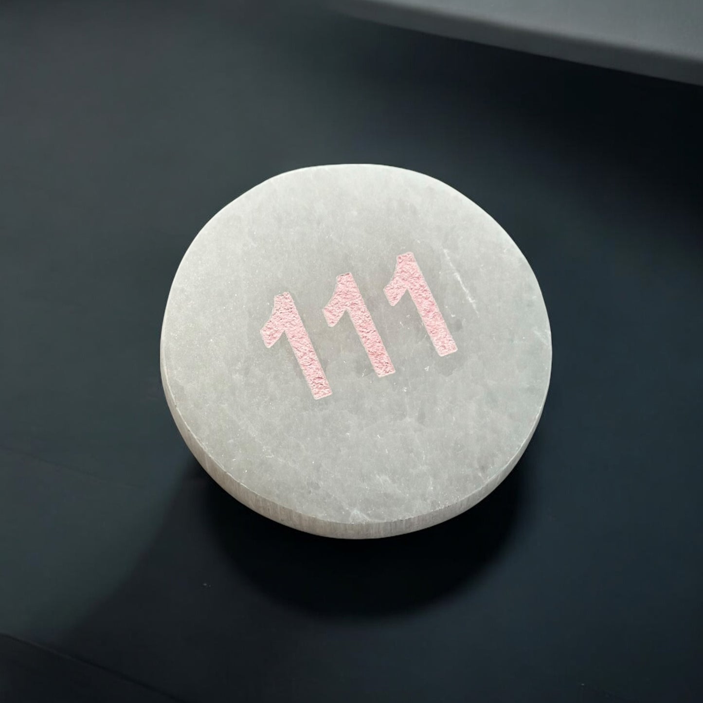 天使數字“111”圓形透石膏水晶板(小/中)