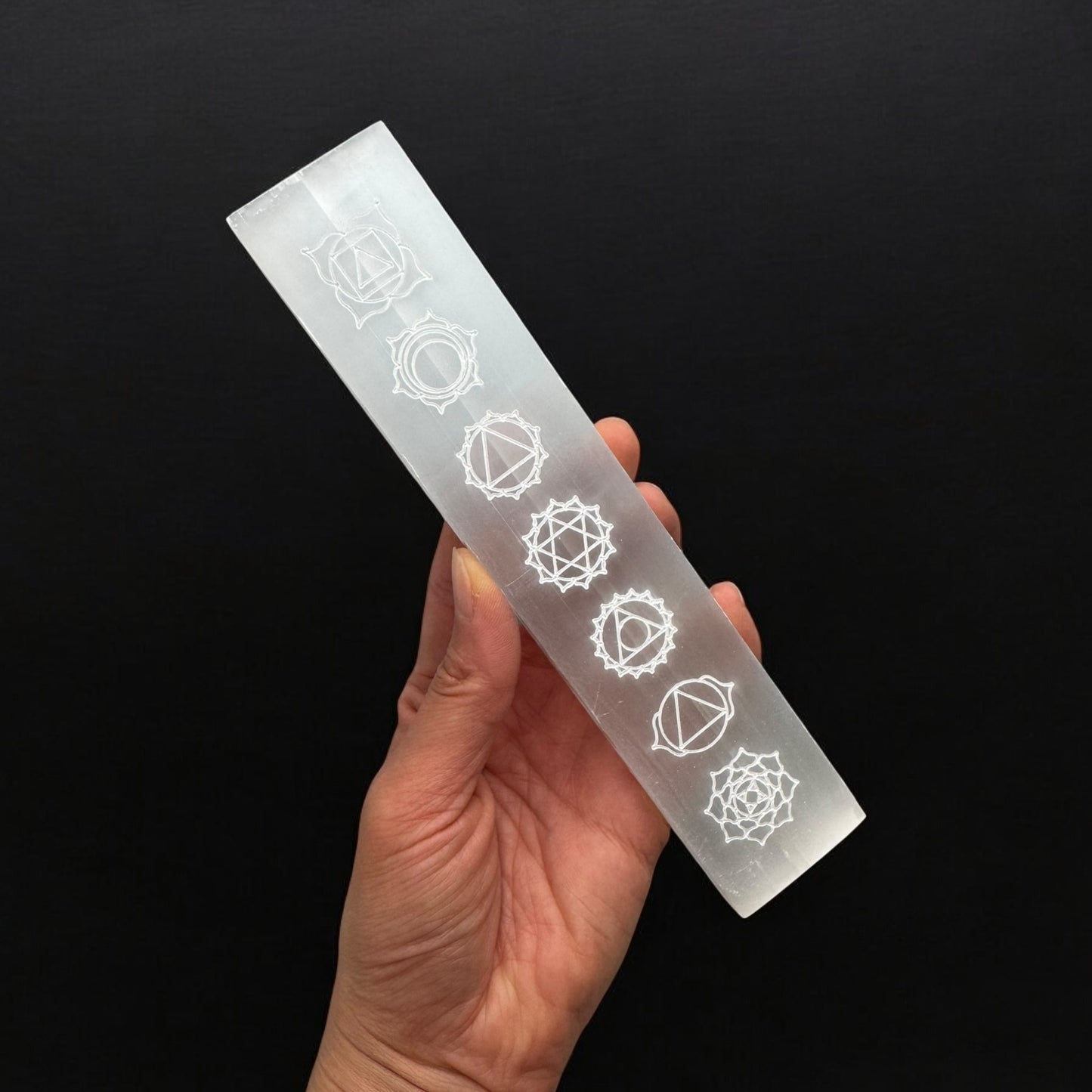 Chakra Selenite Crystal Ruler