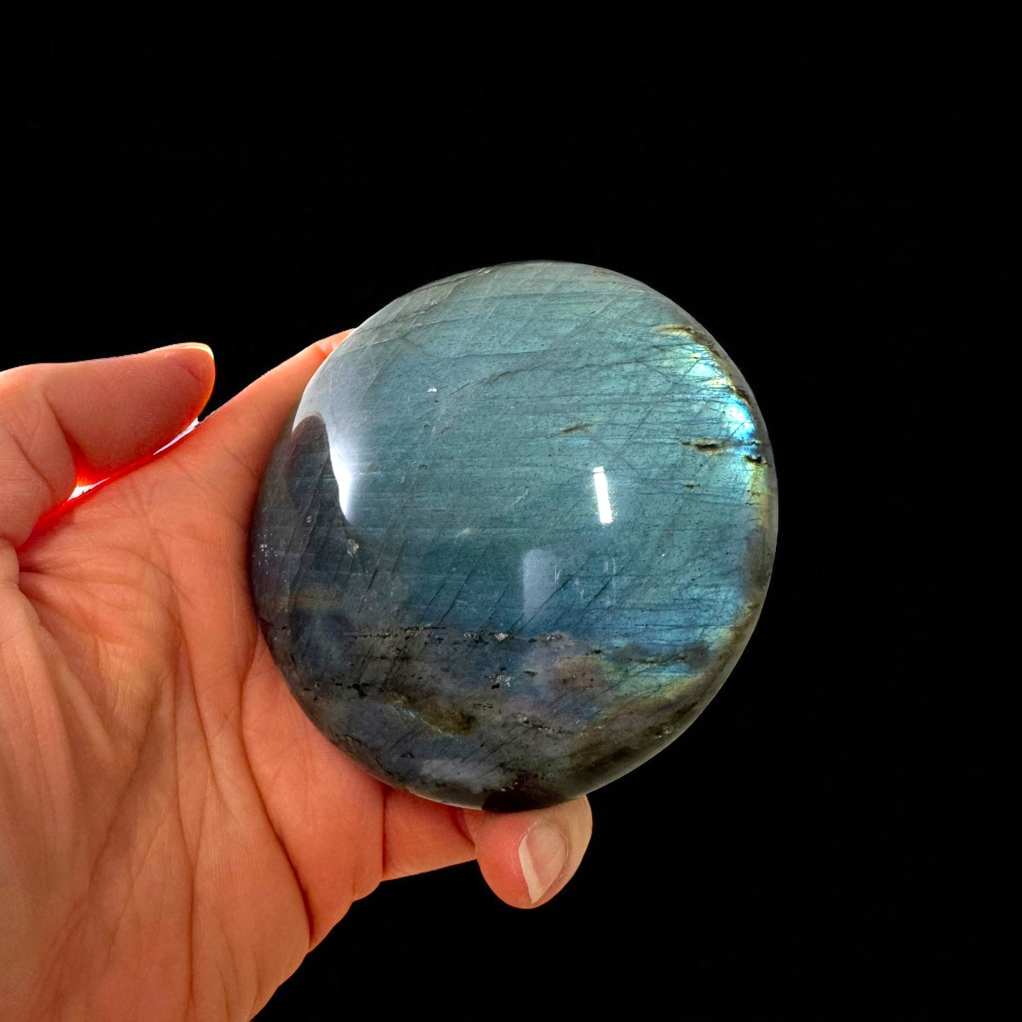 Premium Full Flash Labradorite Crystal Palm Stones
