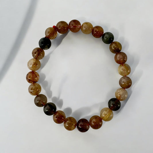多色金紅石石英水晶串珠手鍊