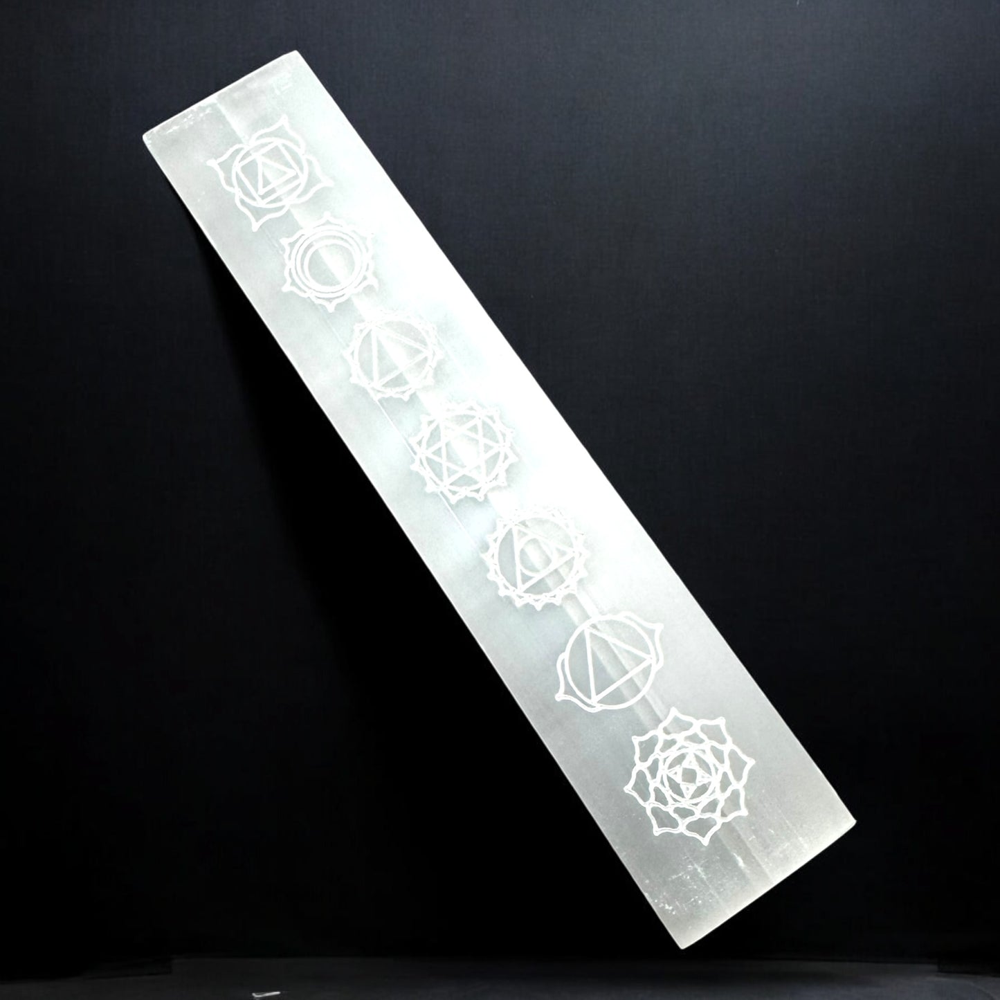 Chakra Selenite Crystal Ruler
