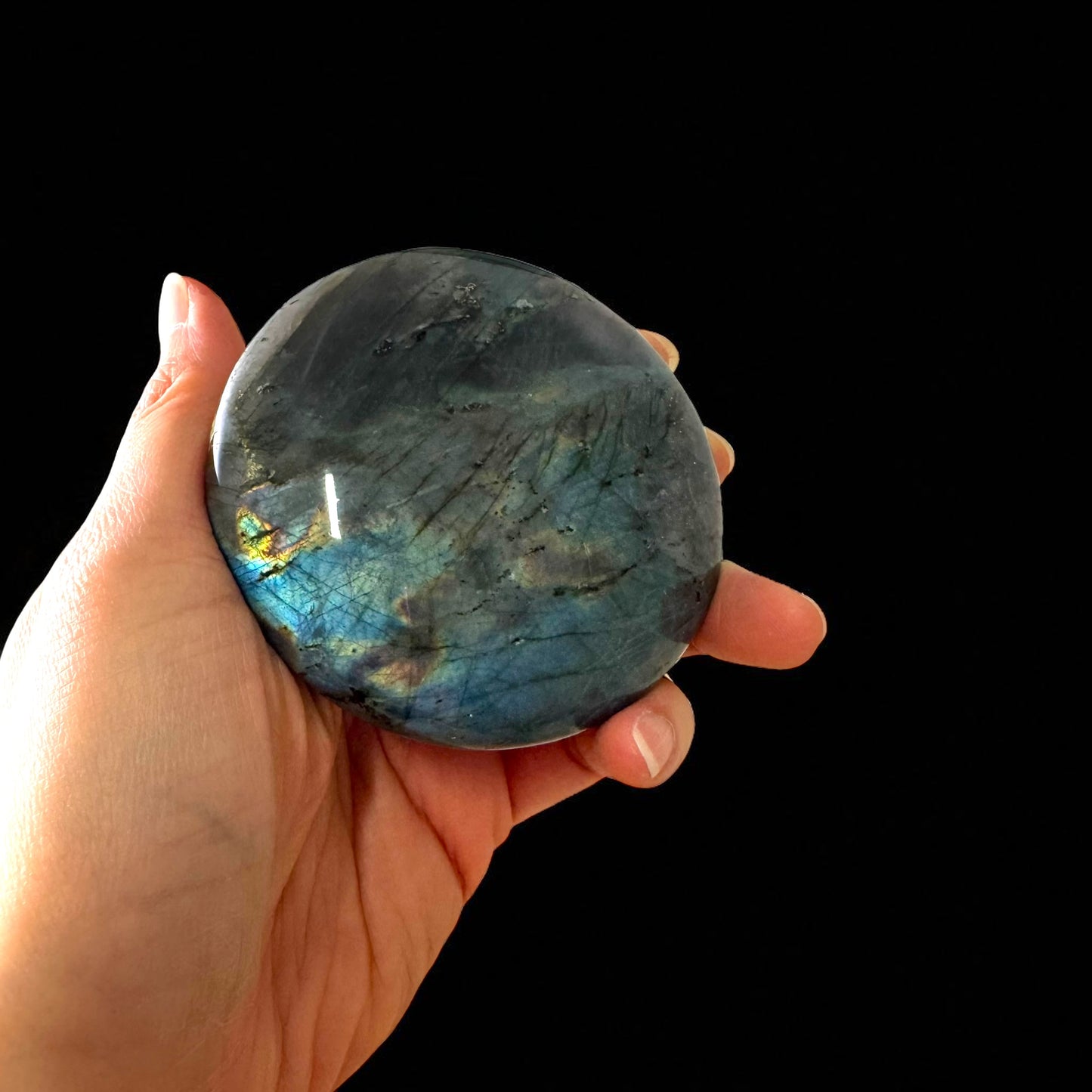 Premium Full Flash Labradorite Crystal Palm Stones