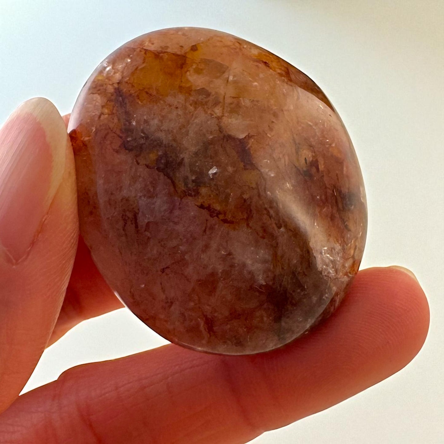 Premium Fire Quartz Crystal Palm Stones