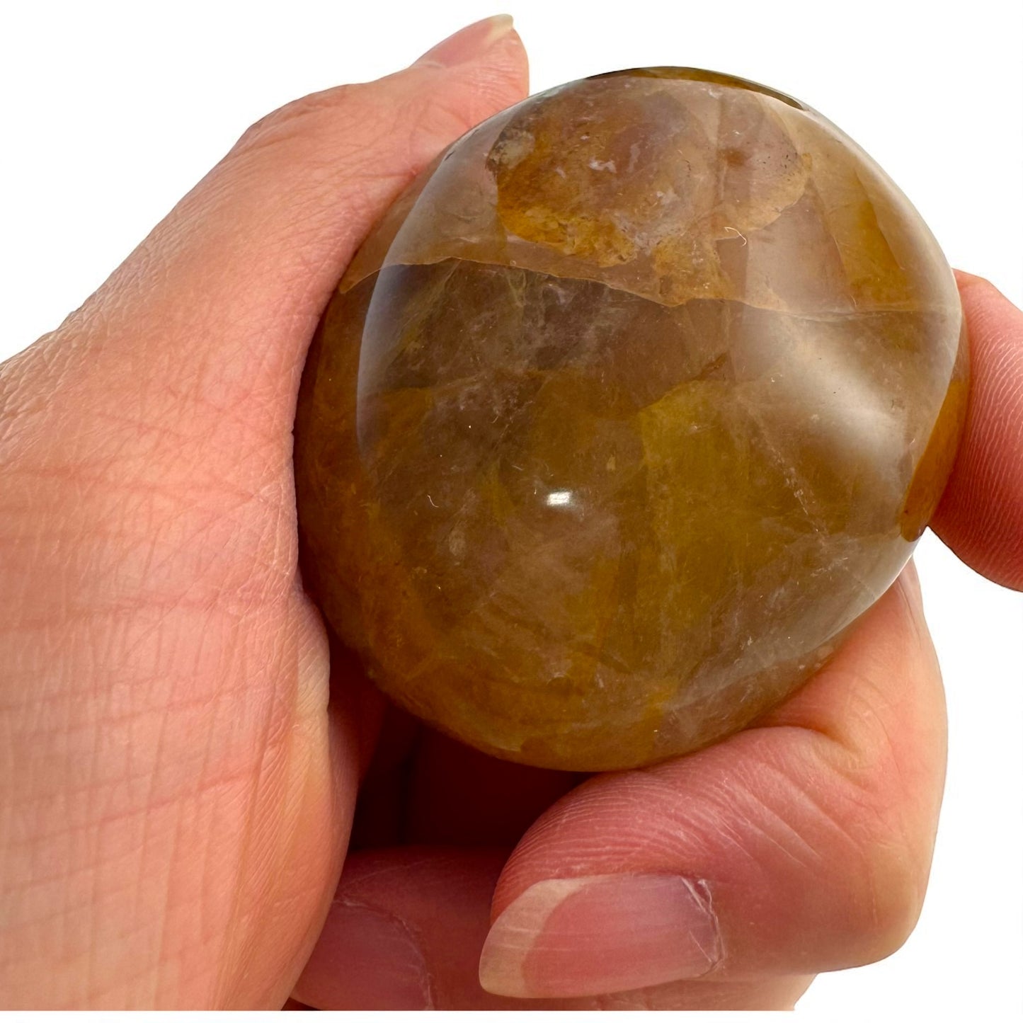 Golden Healer Quartz Crystal Palm Stones