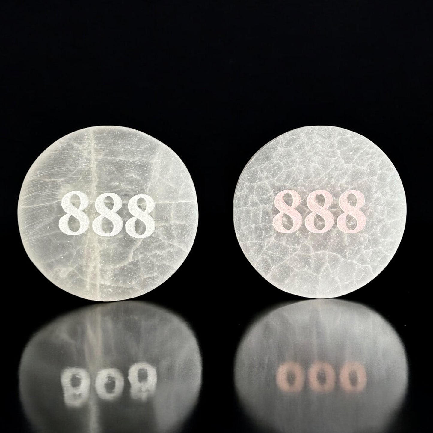 天使數字「888」圓形透石膏水晶板(小號)
