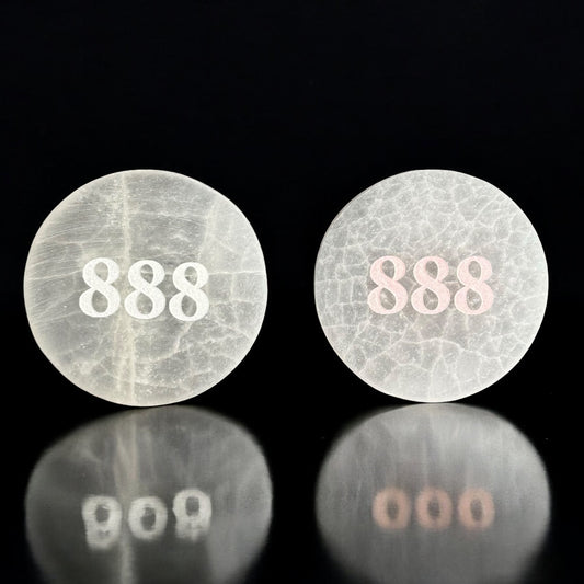 Angel Number "888" Selenite Crystal Plate Round (S)