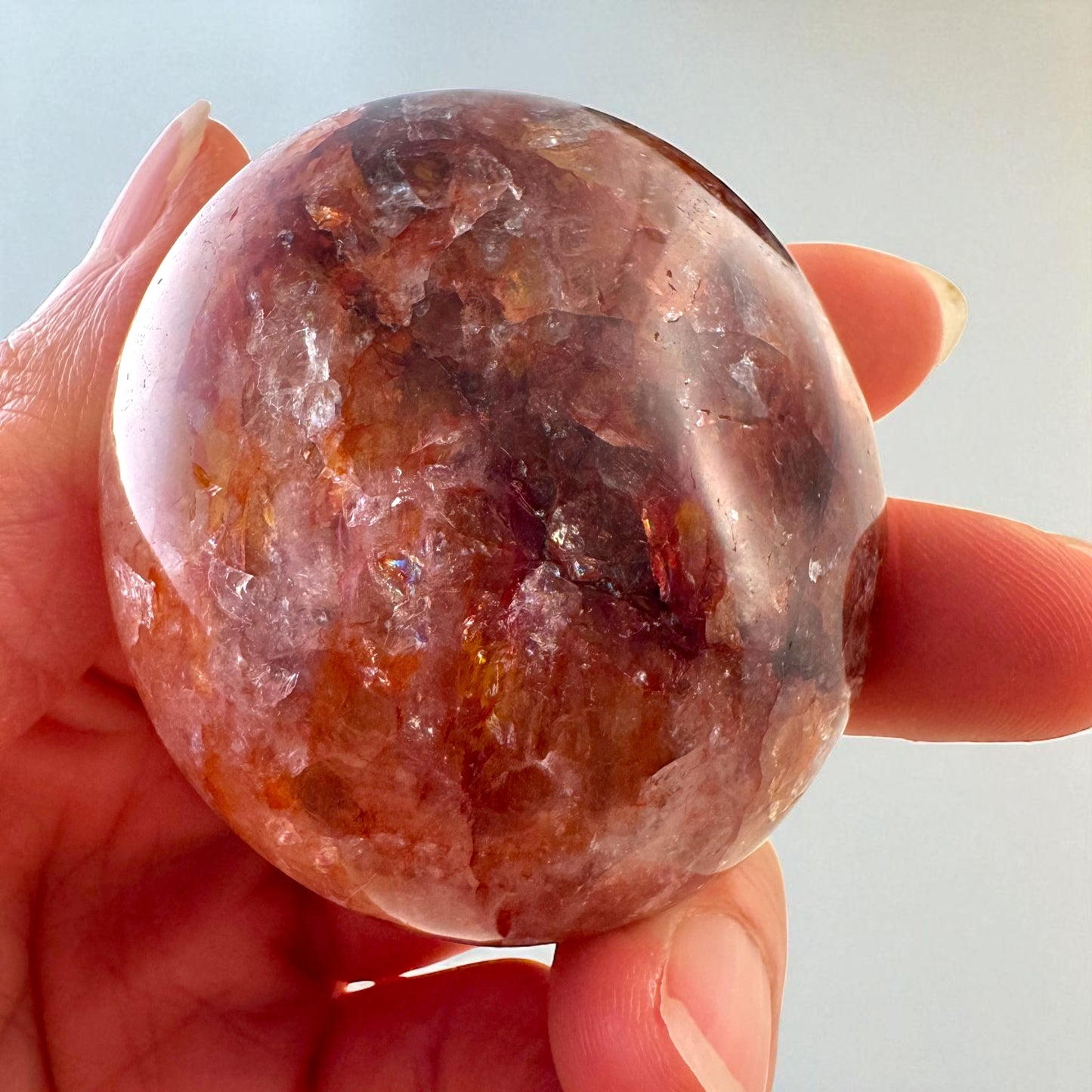 Premium Fire Quartz Crystal Palm Stones