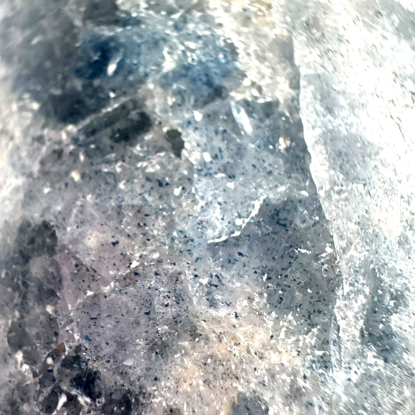 Dumortierite in Quartz Crystal Palm Stones