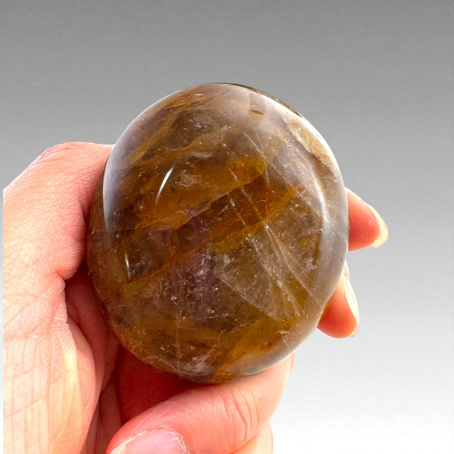 Golden Healer Quartz Crystal Palm Stones