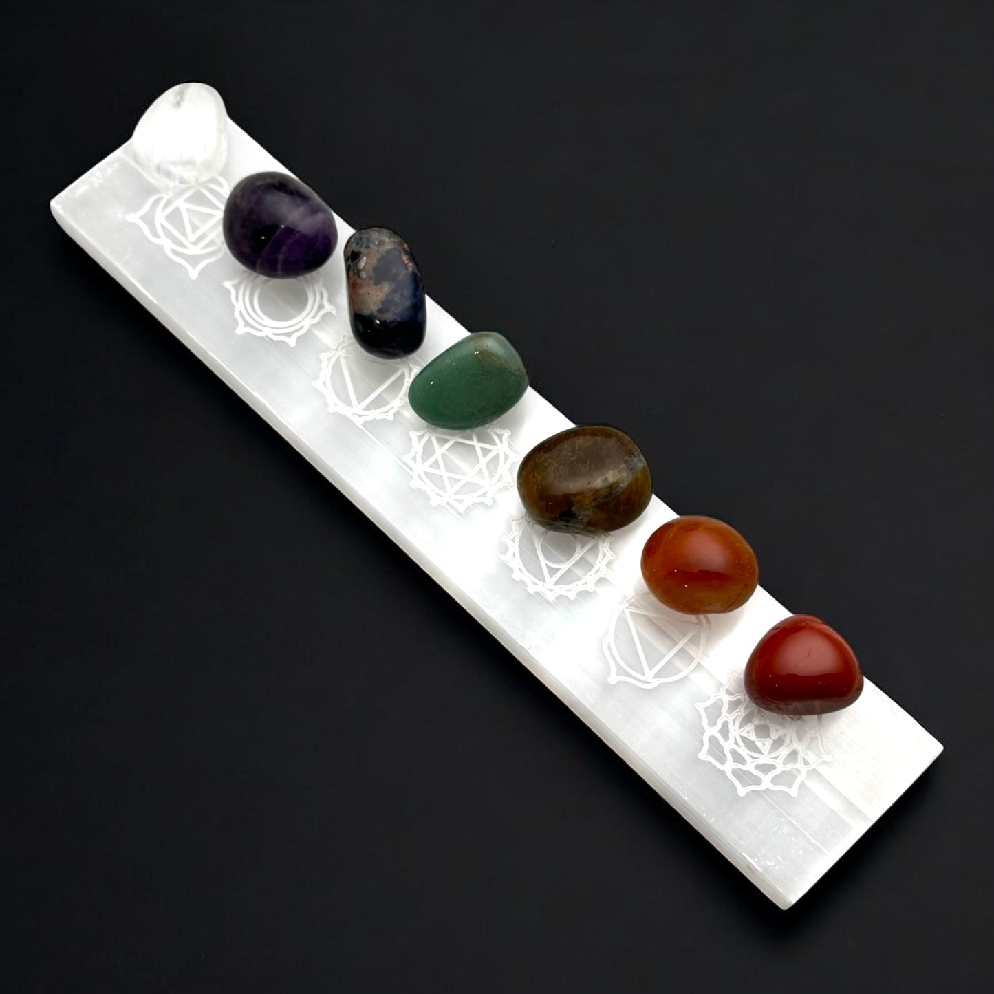 Chakra Selenite Crystal Ruler