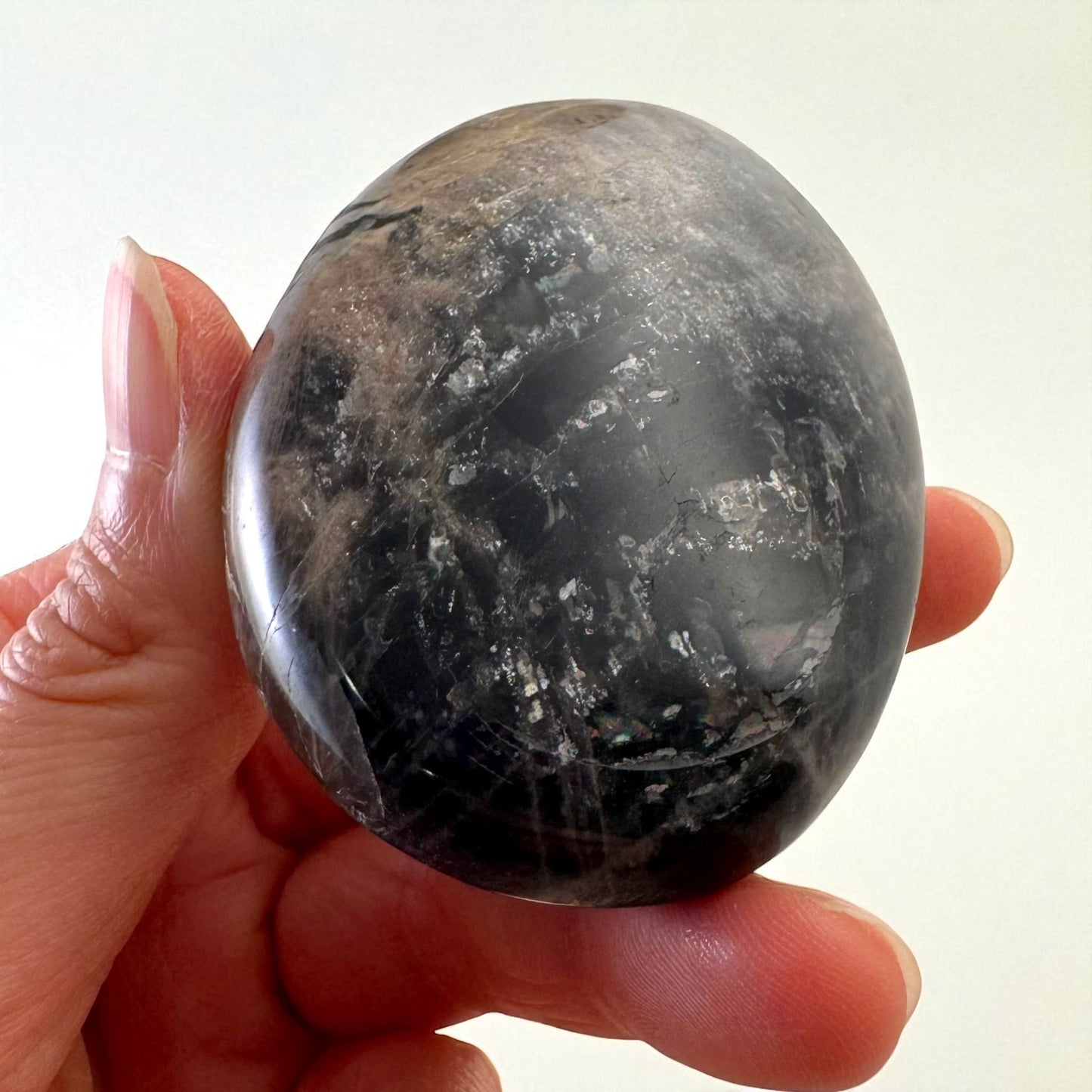 Black Moonstone Crystal Palm Stones