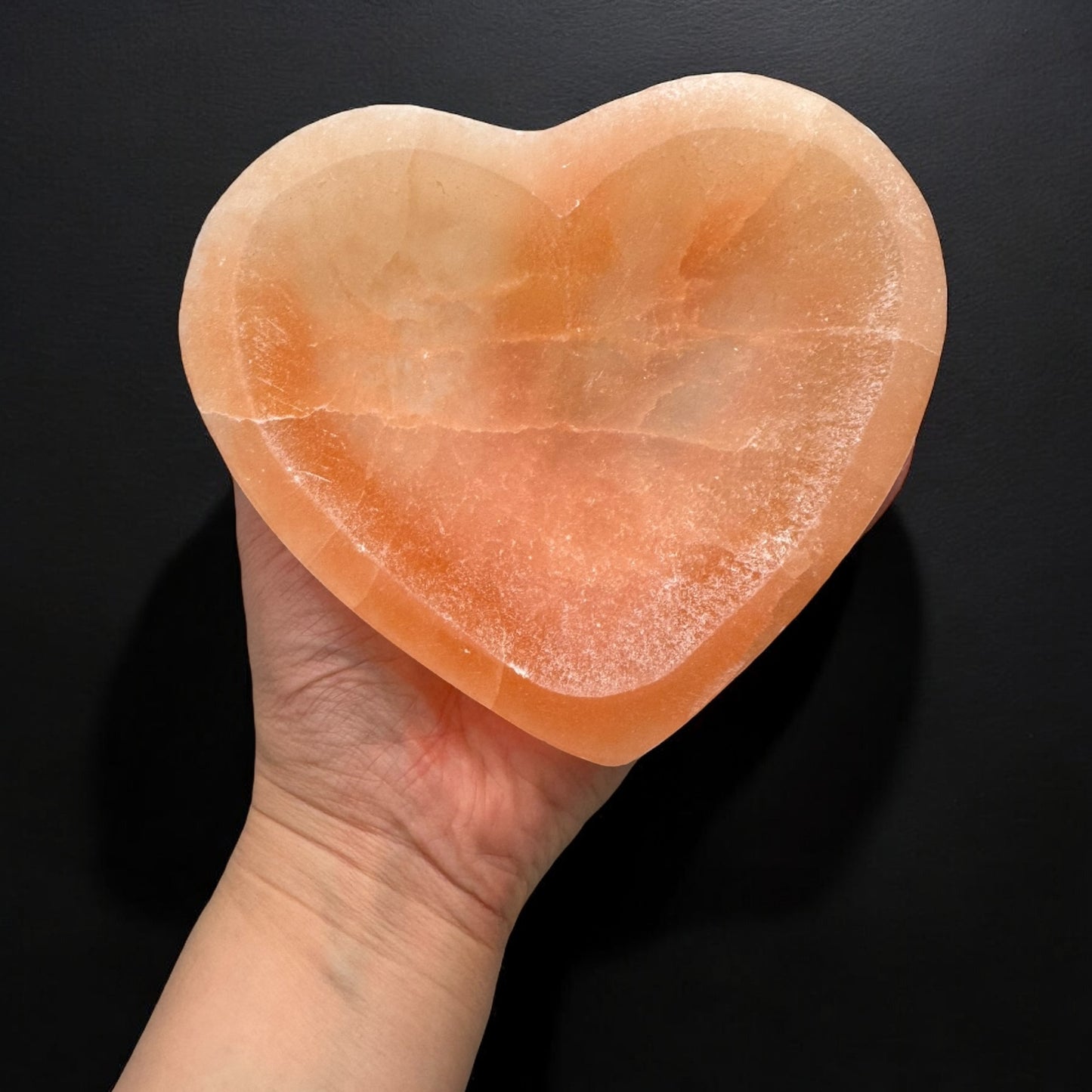 Heart Orange Selenite Crystal Bowl (L)