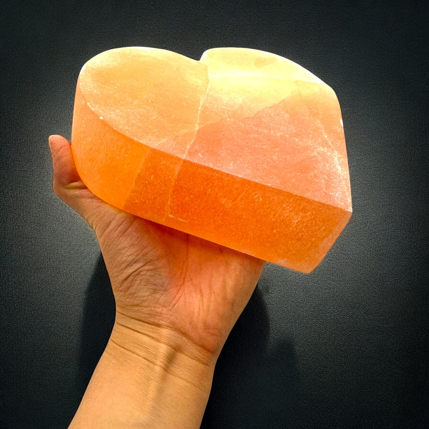 Heart Selenite Crystal Light