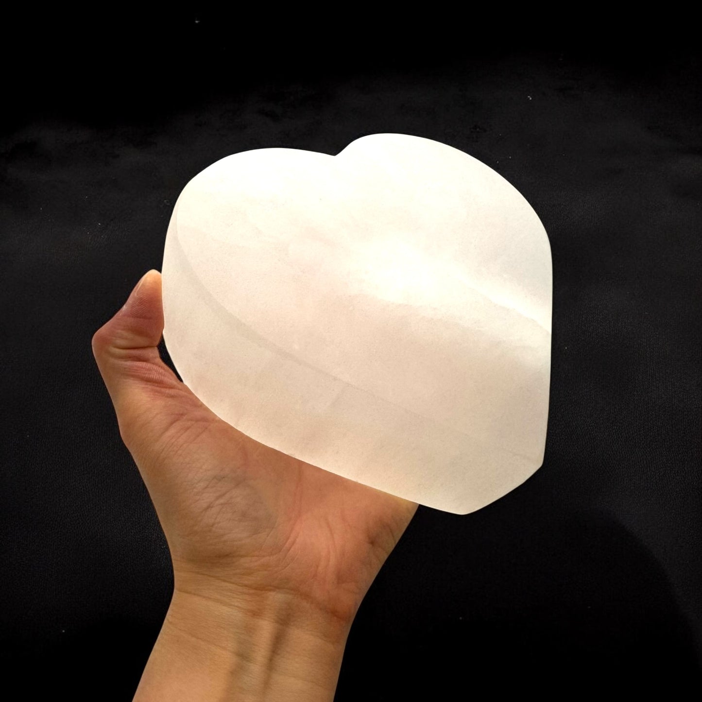 Heart Selenite Crystal Light