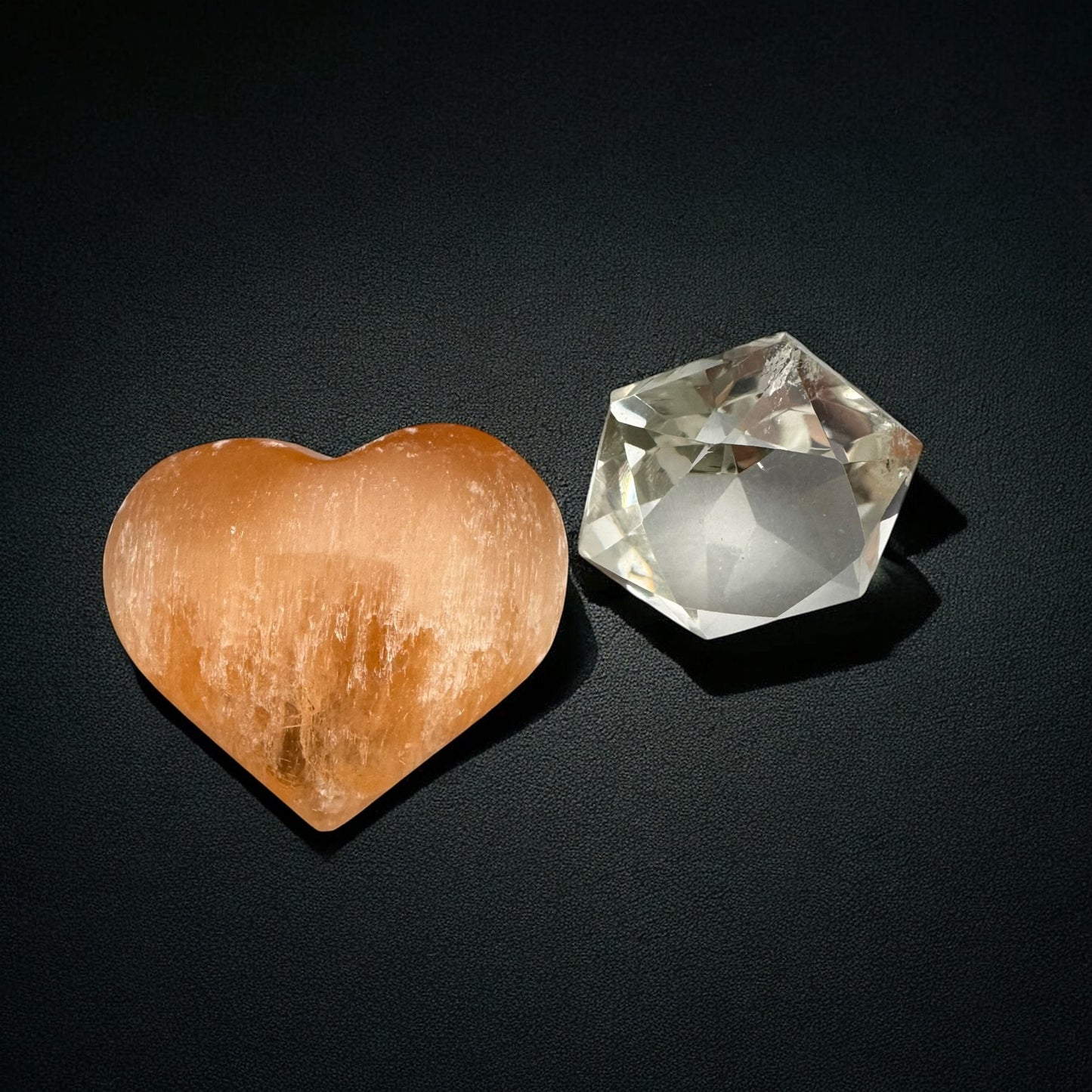 Heart Selenite Crystal Palm Stones